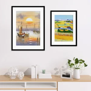 ชุดเซ็ทกรอบรูป, ผนัง, ผนังภาพรวมกัน, ห้องพัก, 2 ชิ้น ขอบสีดำ