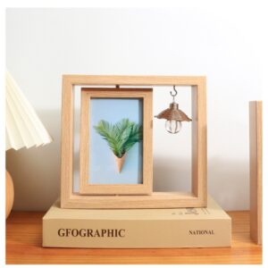 กรอบรูปไม้ ใส่รูปภาพ แบบสองด้าน หมุนได้ 360 องศา แบบตั้งโต๊ะ สำหรับตกแต่งบ้าน
