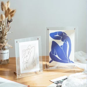 (2ชิ้น)กรอบรูป แบบใส2ด้าน พร้อมขาตั้ง ได้ทั้งแนวตั้ง/แนวนอน ป้ายอะคริลิคตั้งโต๊ะ ขนาด A5 " 12" นิ้ว