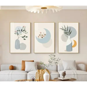 เซ็ตกรอปรูป สำหรับตกแต่งบ้านลายมินิมอล โทนสีฟ้า ขนาด 40*50 cm (3 pcs.)